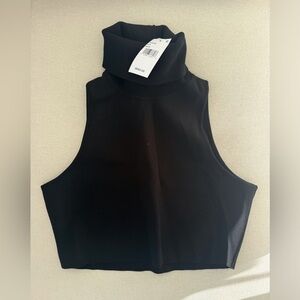 Women's Black Sleeveless Turtleneck Crop Tank Top